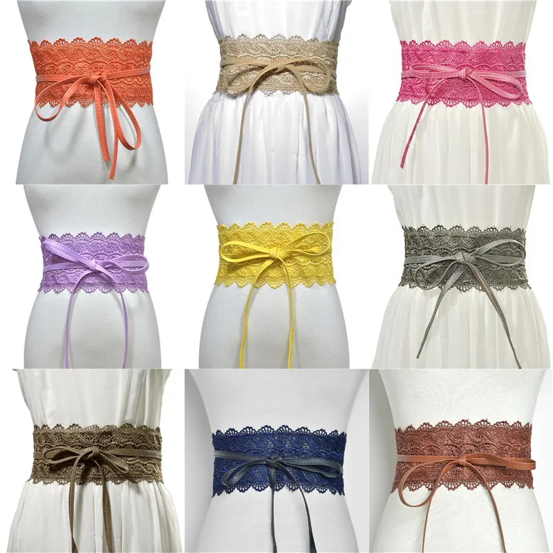 

27 Colors Lace Corset Belt Women pasek damski Wide Belts Female PU Leather Waistband Fashion Lady Cummerbunds