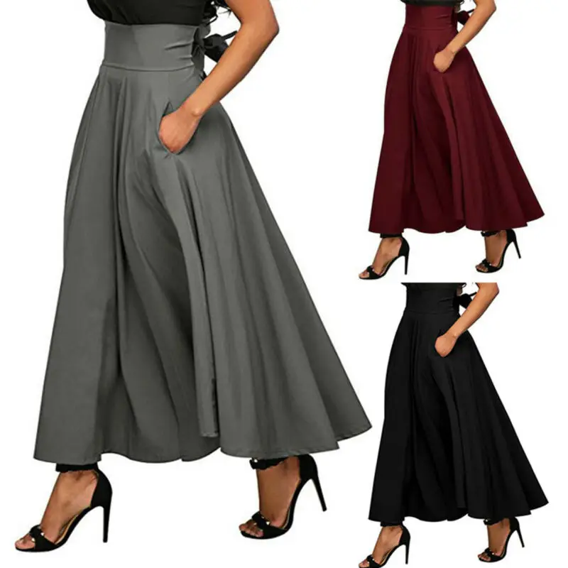 Woman Skirts High Waist Solid Color Stretch Plain Skater Flared Pleated Long Skirt Spring Autumn Women Dress
Woman Skirts High Waist Solid Color Stretch Plain Skater Flared Pleated Long Skirt Spring Autumn Women Dress