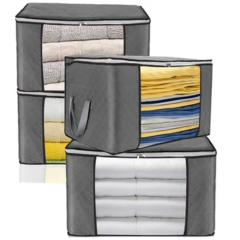 Practical Large Clothes Storage Bag Container, Foldable Storage Bag for Quilt Blanket, Quilt Handle, 4 Pieces in Gray
Practical Large Clothes Storage Bag Container, Foldable Storage Bag for Quilt Blanket, Quilt Handle, 4 Pieces in Gray
