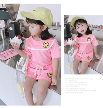 two piece set baby girls short sleeve shirt + shorts tracksuit outfits toddler kids clothes smile face workout 2 to 8 yrs x2608
two piece set baby girls short sleeve shirt + shorts tracksuit outfits toddler kids clothes smile face workout 2 to 8 yrs x2608