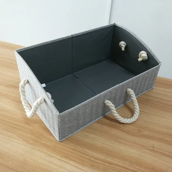Foldable Organizer Grey Large Storage Bins Fabric Trapezoid Boxes with Cotton Rope Handle, Collapsible Basket
Foldable Organizer Grey Large Storage Bins Fabric Trapezoid Boxes with Cotton Rope Handle, Collapsible Basket