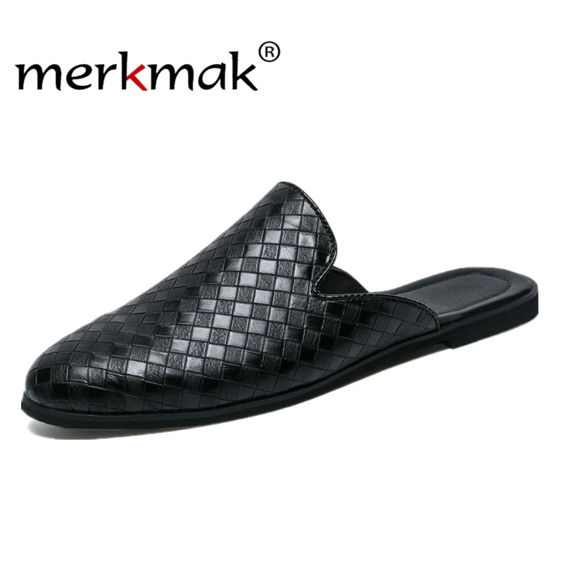 Merkmak Fashion Business Men Loafers Pu Leather Slippers Weaving Breathable for Man Outdoor Lightweight Men Half Shoes
Merkmak Fashion Business Men Loafers Pu Leather Slippers Weaving Breathable for Man Outdoor Lightweight Men Half Shoes
