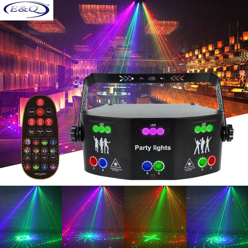 Фото Лазерный светодиодный прожектор 15 Глаз DMX DJ диско освещение голосовой контроллер