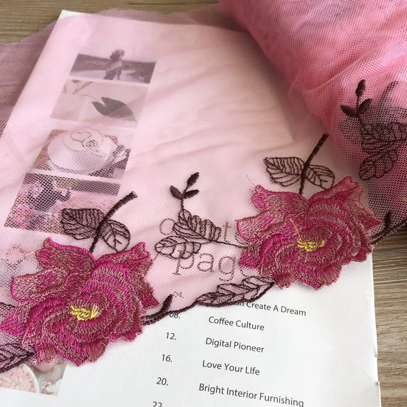 14Yards Rose Flower Embroidered Tulle Pink Mesh Tulle Lace Trim DIY Embroidery Lace Fabric for Sexy Bra Underwear 20cm
14Yards Rose Flower Embroidered Tulle Pink Mesh Tulle Lace Trim DIY Embroidery Lace Fabric for Sexy Bra Underwear 20cm