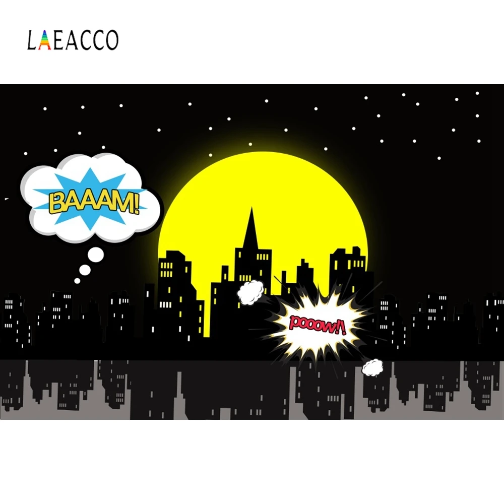 Фотофон Laeacco для фотостудии фон фотосъемки с изображением комических домов Луны