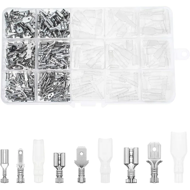 Quick Splice 2.8/4.8/6.m Male and Female Wire Spade Connector Wire Crimp Terminal Block with Insulating Sleeve(345Pcs)
Quick Splice 2.8/4.8/6.m Male and Female Wire Spade Connector Wire Crimp Terminal Block with Insulating Sleeve(345Pcs)