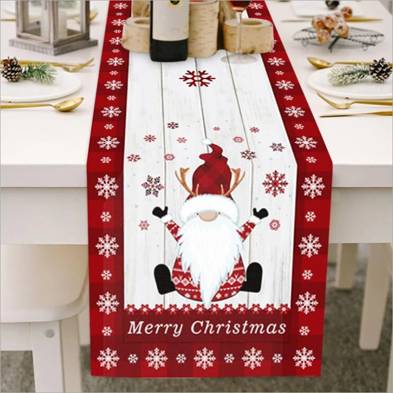 

Snowman Christmas Birds Trees Table Runner, Winter Xmas Holiday Kitchen Dining Table Decoration for Indoor Outdoor Home Party
