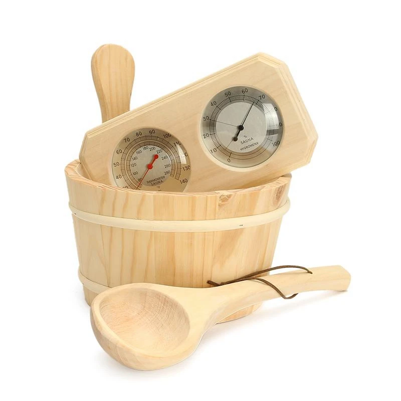 3Pcs/Set Sauna Room 2 in 1 Thermometer Hygrometer Wooden Bucket Sauna Accessory Set Steam Bath Thermometure Instrument Humidity
3Pcs/Set Sauna Room 2 in 1 Thermometer Hygrometer Wooden Bucket Sauna Accessory Set Steam Bath Thermometure Instrument Humidity