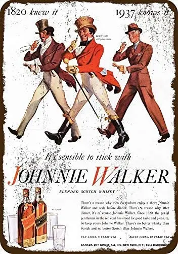 JUCHen 1937 Johnnie Walker Scotch Whisky Metal Aluminum Sign for Home Coffee Wall Decor 8x12 Inch
JUCHen 1937 Johnnie Walker Scotch Whisky Metal Aluminum Sign for Home Coffee Wall Decor 8x12 Inch