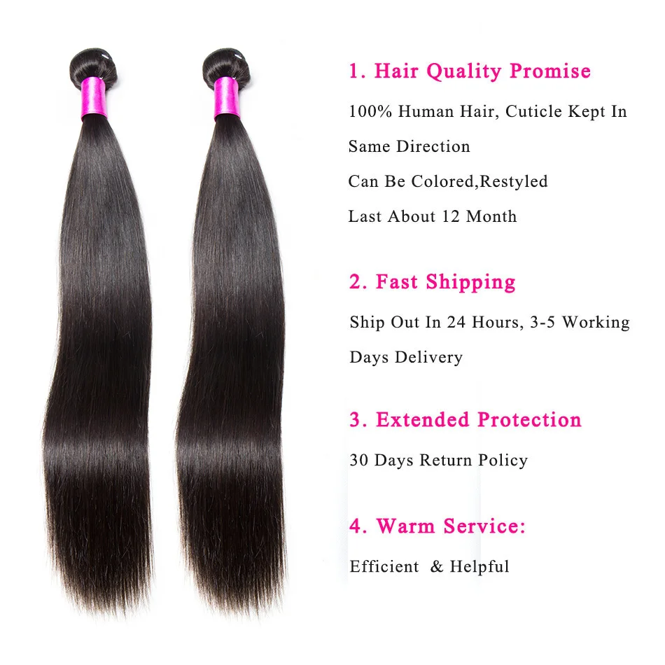 Bundles Straight Hair Extension Brazilian Hair Weave Bundle Black Color Remy Brazilian Straight Hair 3 Bundle