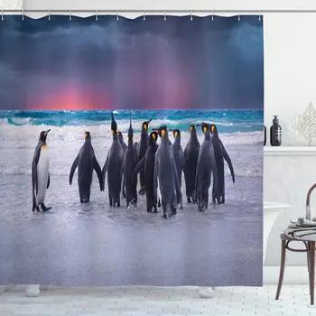 Underwater Shower Curtain King Penguins on Shore Standing Shoreline Dramatic Sky Sandy Beach Waves Bathroom Decor Set with Hooks
Underwater Shower Curtain King Penguins on Shore Standing Shoreline Dramatic Sky Sandy Beach Waves Bathroom Decor Set with Hooks
