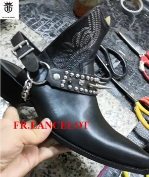 2019 FR.LANCELOT Black Genuine Leather Ankle Buckles Schelsea Summer boots men riding boots low heel motorcycle boot men 
2019 FR.LANCELOT Black Genuine Leather Ankle Buckles Schelsea Summer boots men riding boots low heel motorcycle boot men