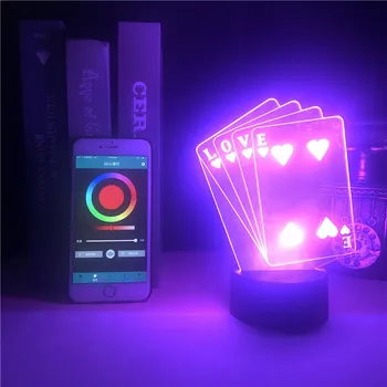 Bluetooth Control 3D Light Lamp Texas Poker Royal Flush Table Game for Desk Lamp Mood Light Decor Christmas Lamp on Battery
Bluetooth Control 3D Light Lamp Texas Poker Royal Flush Table Game for Desk Lamp Mood Light Decor Christmas Lamp on Battery