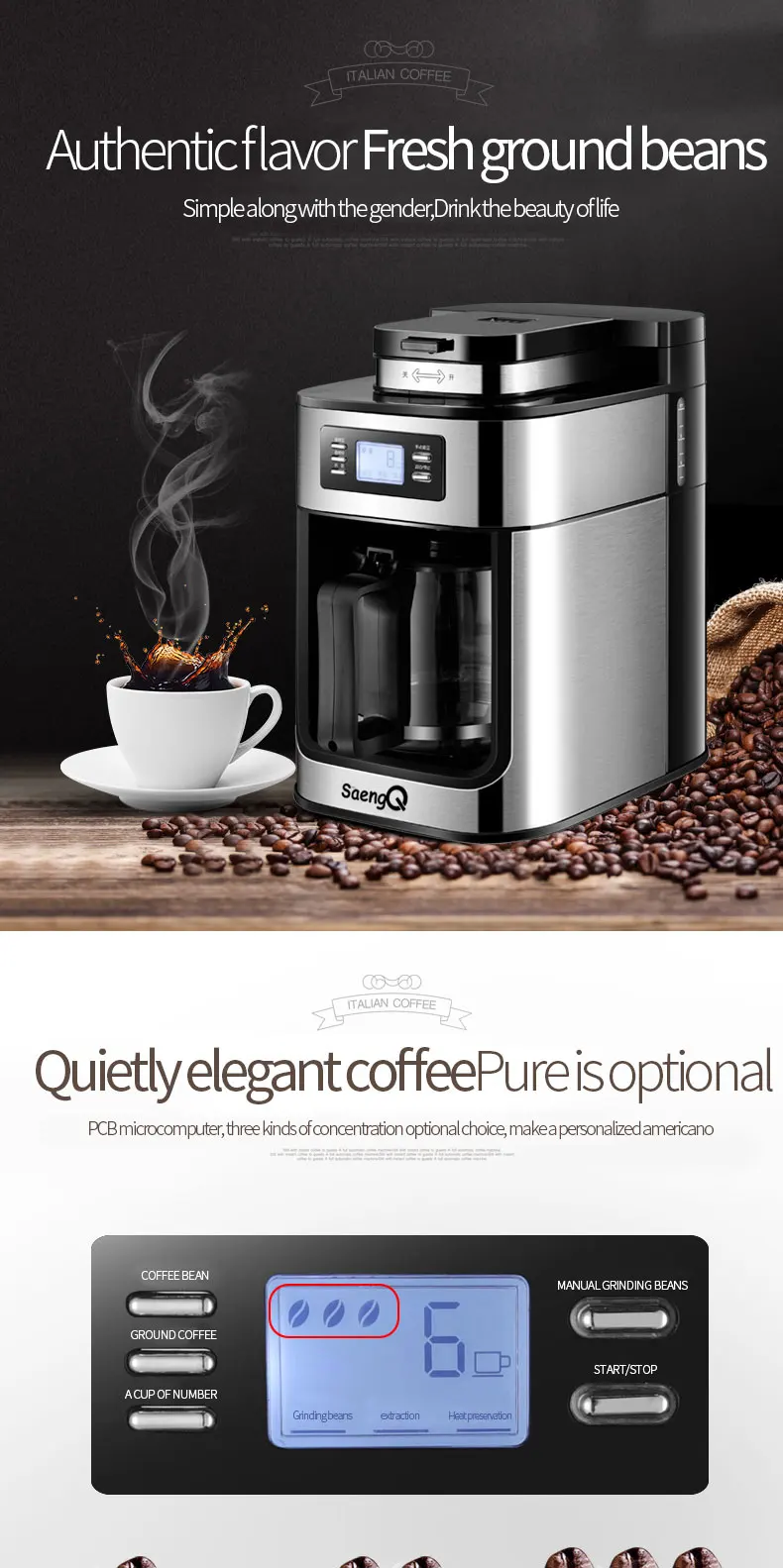 saengQ 1200ml Fully-Automatic Espresso Machine and Electric Coffee Maker 7 saengQ 1200ml Fully-Automatic Espresso Machine and Electric Coffee Maker 7