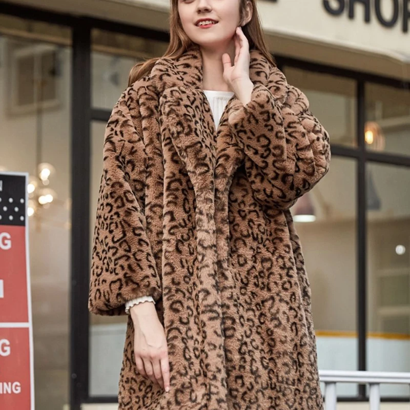 New Winter Leopard Print Loose Lapel Women's Fur Coat Fashion Long Imitation Mink Fleece Overcoat Thick Warm Female Plush Jacket
New Winter Leopard Print Loose Lapel Women's Fur Coat Fashion Long Imitation Mink Fleece Overcoat Thick Warm Female Plush Jacket