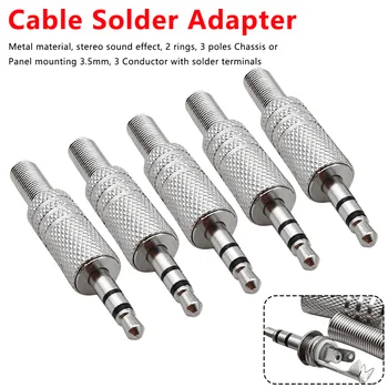 5pcs 3.5mm Plug Connector Stereo Metal 3Poles 3.5 Plug&Jack Adapter With Spring Solder Wire Terminals
5pcs 3.5mm Plug Connector Stereo Metal 3Poles 3.5 Plug&Jack Adapter With Spring Solder Wire Terminals