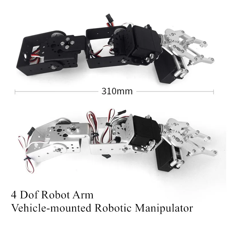 

4 Dof Robot Arm Vehicle-mounted Robotic Manipulator for Smart Car Tank Chassis+Mechanical Claw+4PCS High Torque Servo DIY RC Toy
