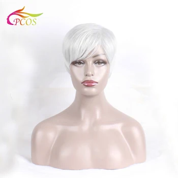 Ladies Synthetic Wigs Short Wavy puffy natural silver white Wig For Women Free wig cap
Ladies Synthetic Wigs Short Wavy puffy natural silver white Wig For Women Free wig cap