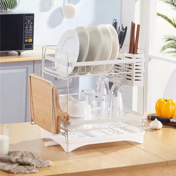 2 Tier Stainless Steel Disassembled Drain Storage Rack Kitchen Organizer Shelf With Drain Board Countertop Organizer-White Black
2 Tier Stainless Steel Disassembled Drain Storage Rack Kitchen Organizer Shelf With Drain Board Countertop Organizer-White Black