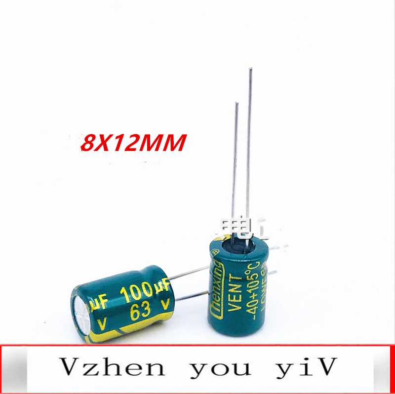 10-100pcs /lot 63v100uf high frequency temperature resistance direct plug electrolytic capacitor 100uF 63v 8X12MM | Обустройство дома