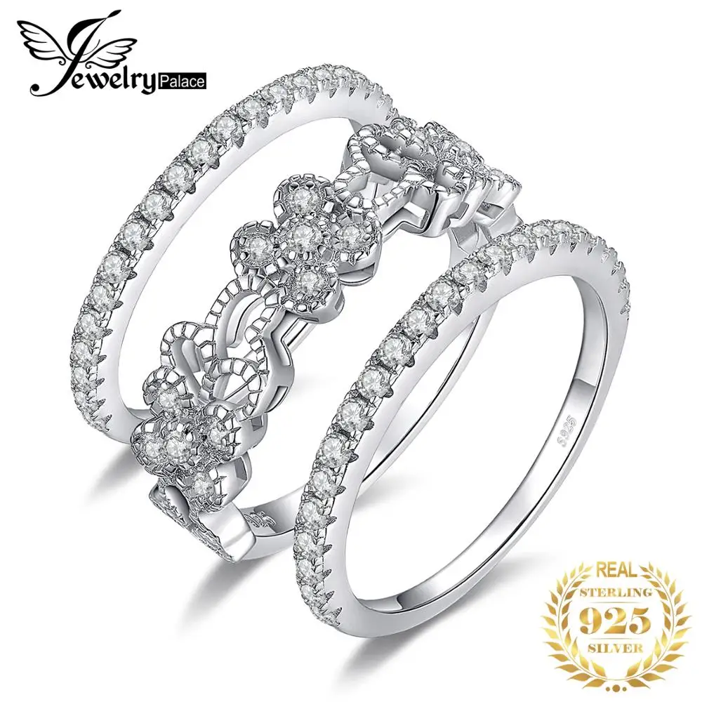 JewelryPalace Flower Butterfly 925 Sterling Silver CZ Simulated Diamond Stackable Ring Eternity Wedding Band Ring Set for Women
JewelryPalace Flower Butterfly 925 Sterling Silver CZ Simulated Diamond Stackable Ring Eternity Wedding Band Ring Set for Women