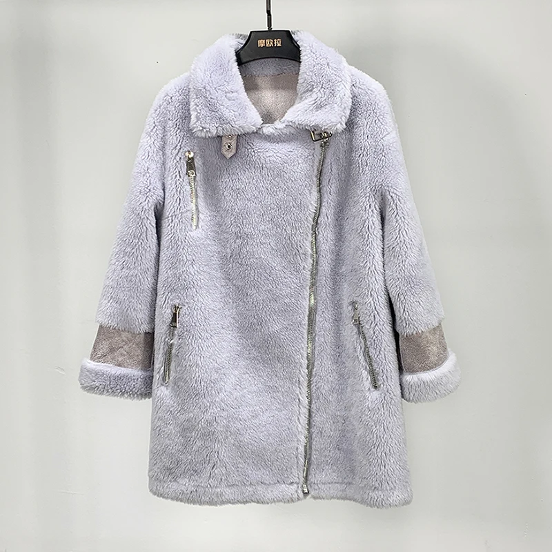 Женское пальто из натурального меха зимнее овчины Женская Корейская куртка 100%