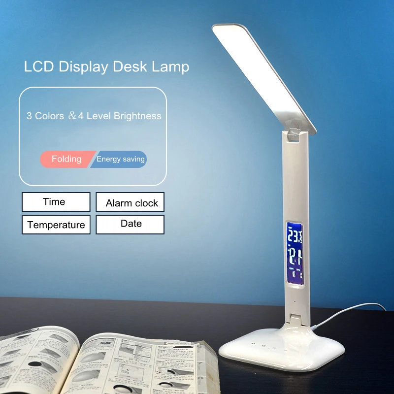 LED Folding Desk Lamp Alarm Clock Date Time Temperature LCD Display Eye Protection Touch Dimming Fashion Table Lamp 3 Colors
LED Folding Desk Lamp Alarm Clock Date Time Temperature LCD Display Eye Protection Touch Dimming Fashion Table Lamp 3 Colors