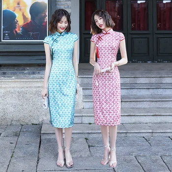 Evening Party Dress Short Sleeve Print Young Lady Mandarin Collar Cheongsam High Split Sexy Qipao Vintage Button Vestidos
Evening Party Dress Short Sleeve Print Young Lady Mandarin Collar Cheongsam High Split Sexy Qipao Vintage Button Vestidos