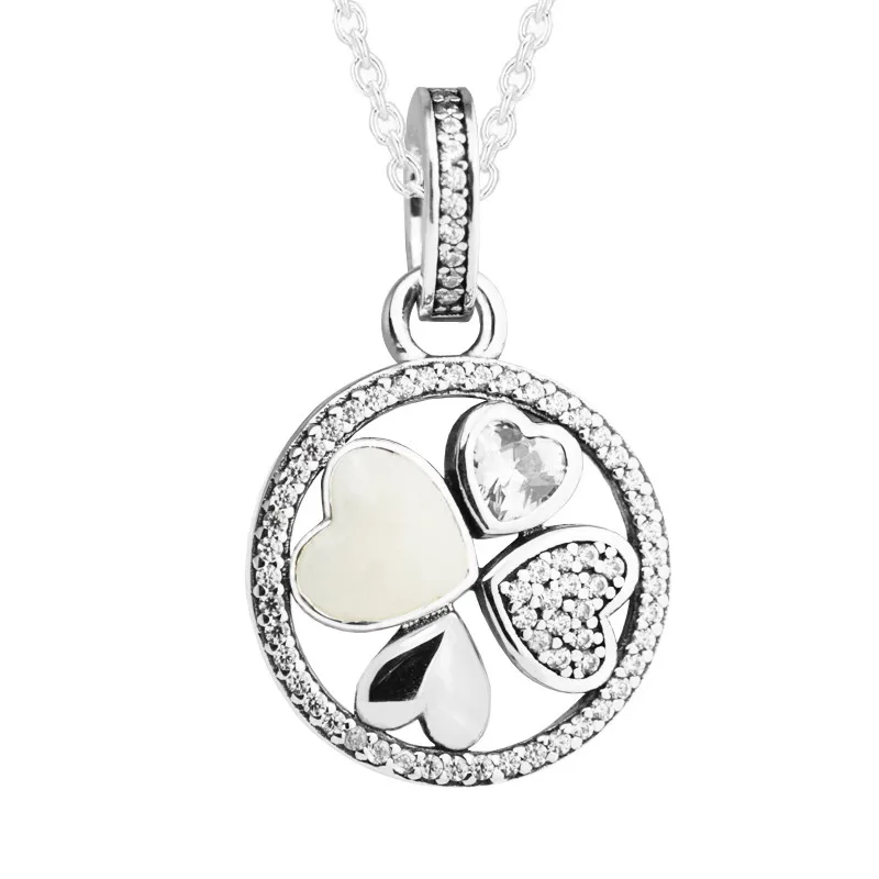 

Сердца Кулоны "любовь" и ожерелья для Для женщин прозрачный CZ цвета: золотистый, серебристый эмаль 925 стерлингового серебра Колье ювелирное изделие, длинная цепь