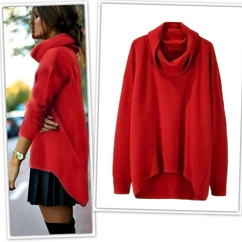 Autumn Winter Sweater Long Women Sleeve Loose Irregular Hem Turtleneck Sweaters Solid Jumper Pullover Tops
Autumn Winter Sweater Long Women Sleeve Loose Irregular Hem Turtleneck Sweaters Solid Jumper Pullover Tops