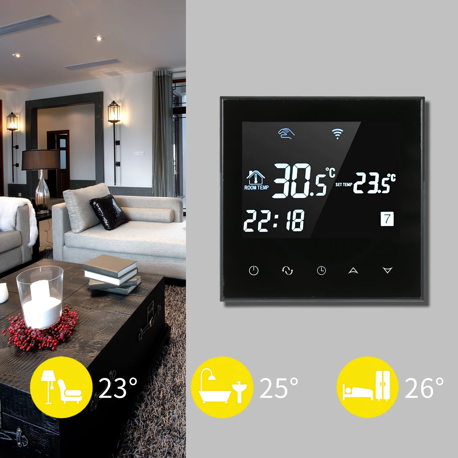 HY03WE-4 WIFI Smart Thermostat Temperature Controller Weekly Programmable Touch Scereen Digital Display
HY03WE-4 WIFI Smart Thermostat Temperature Controller Weekly Programmable Touch Scereen Digital Display