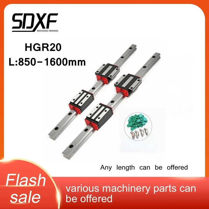 

Linear guide HGR20 850 900 950 1000 1050 1100 1150 1200 1250 1300 1400 1600mm 2pcs linear rails and four sliders HGH20CA/HGW20CC