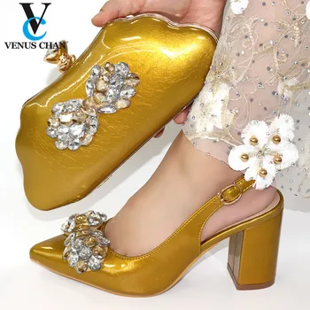 2020 New Arrivals Style Italian Shoes And Bag Set African High Heels Shoe And Matching Bag Set For Party Dress Wedding in Gold 
2020 New Arrivals Style Italian Shoes And Bag Set African High Heels Shoe And Matching Bag Set For Party Dress Wedding in Gold