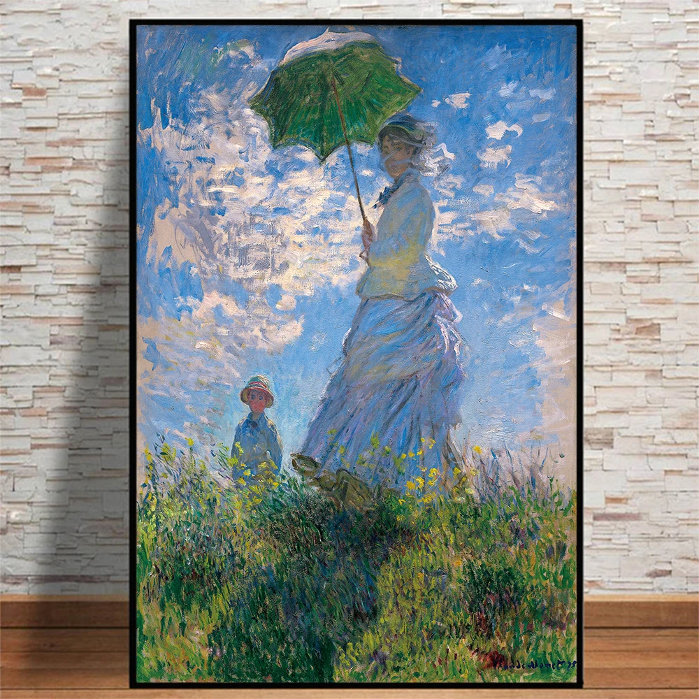 Постер Клод Моне женский с зонтиком домашний декор для гостиной настенные
