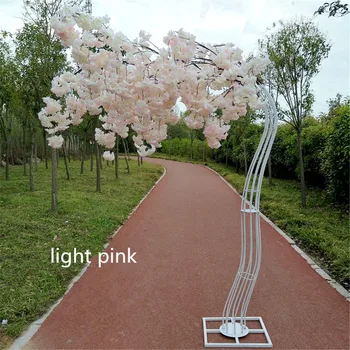 2.6M highly/ white artificial cherry tree road lead simulation curved flower, with iron arched frame, wedding props.