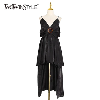 TWOTWINSTYLE Vintage Patchwork Bow Mesh Dresses Female Spaghetti Strap High Waist Asymmetrical Dress Women 2020 Fashion Clothing
TWOTWINSTYLE Vintage Patchwork Bow Mesh Dresses Female Spaghetti Strap High Waist Asymmetrical Dress Women 2020 Fashion Clothing