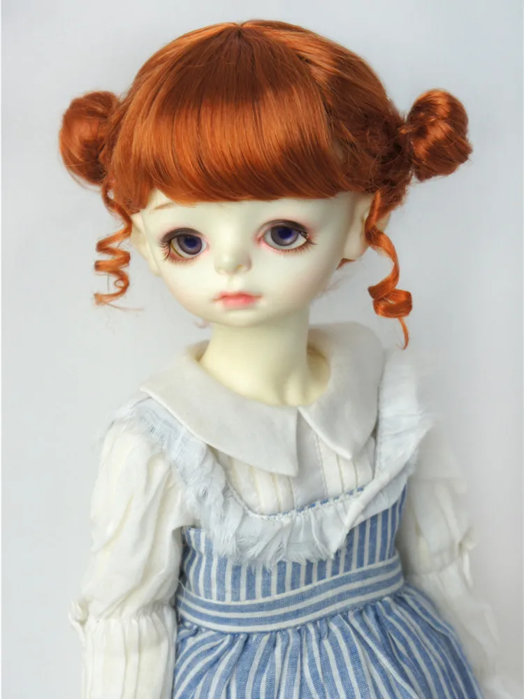 

Fjusuns Toy Hair JD466 8-9inch 21-23CM Full Bangs Twin Buns Synthetic mohair Doll Wigs 1/3 SD DOD BJD Accessories