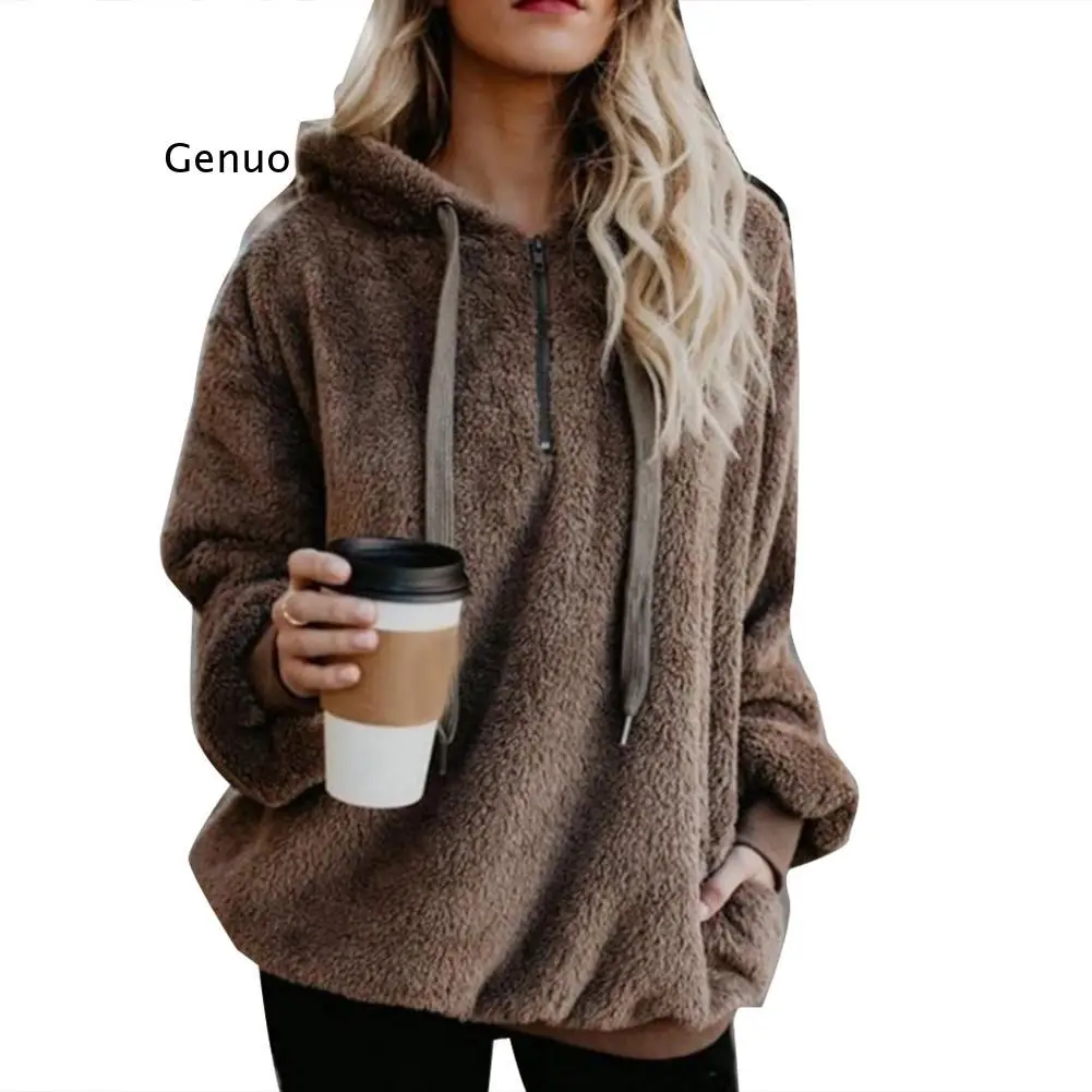 Hoodie Sweatshirt Winter Solid Color 1/4 Zip Up Fluffy Hoodies Women Women's autumn casual warm jacket
Hoodie Sweatshirt Winter Solid Color 1/4 Zip Up Fluffy Hoodies Women Women's autumn casual warm jacket