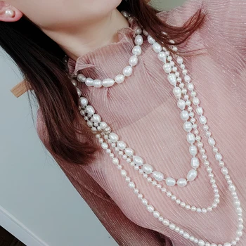 European and American jewelry fashion baroque style natural pearl elegant temperament multiple long collarbone Chain Necklace
European and American jewelry fashion baroque style natural pearl elegant temperament multiple long collarbone Chain Necklace