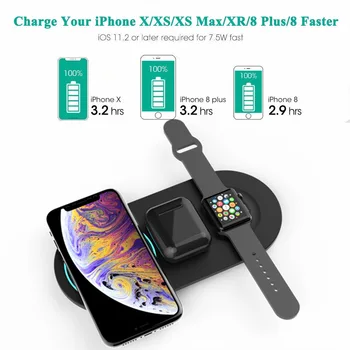 10W 3 in 1 Qi Wireless Charger For Airpods Apple Watch 4 3 2 1 iWatch Fast Wireless Charging Pad For iPhone 8 11 Pro Xs Max X
10W 3 in 1 Qi Wireless Charger For Airpods Apple Watch 4 3 2 1 iWatch Fast Wireless Charging Pad For iPhone 8 11 Pro Xs Max X