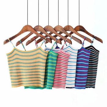 2020 Spring Women's New Contrast Rainbow Stripe Slim Fit Slim Short Sleeveless Sleeveless Inside Outerwear Bottoming Vest
2020 Spring Women's New Contrast Rainbow Stripe Slim Fit Slim Short Sleeveless Sleeveless Inside Outerwear Bottoming Vest