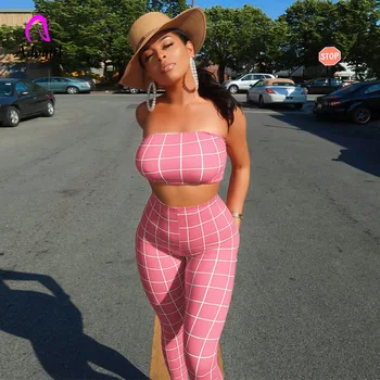 Plaid Women 2 Piece Sets Crop Tank Top + Skinny Pencil Pants Off Shoulder Sexy Top Jogging Pants Matching Set Fitness Outfits
Plaid Women 2 Piece Sets Crop Tank Top + Skinny Pencil Pants Off Shoulder Sexy Top Jogging Pants Matching Set Fitness Outfits