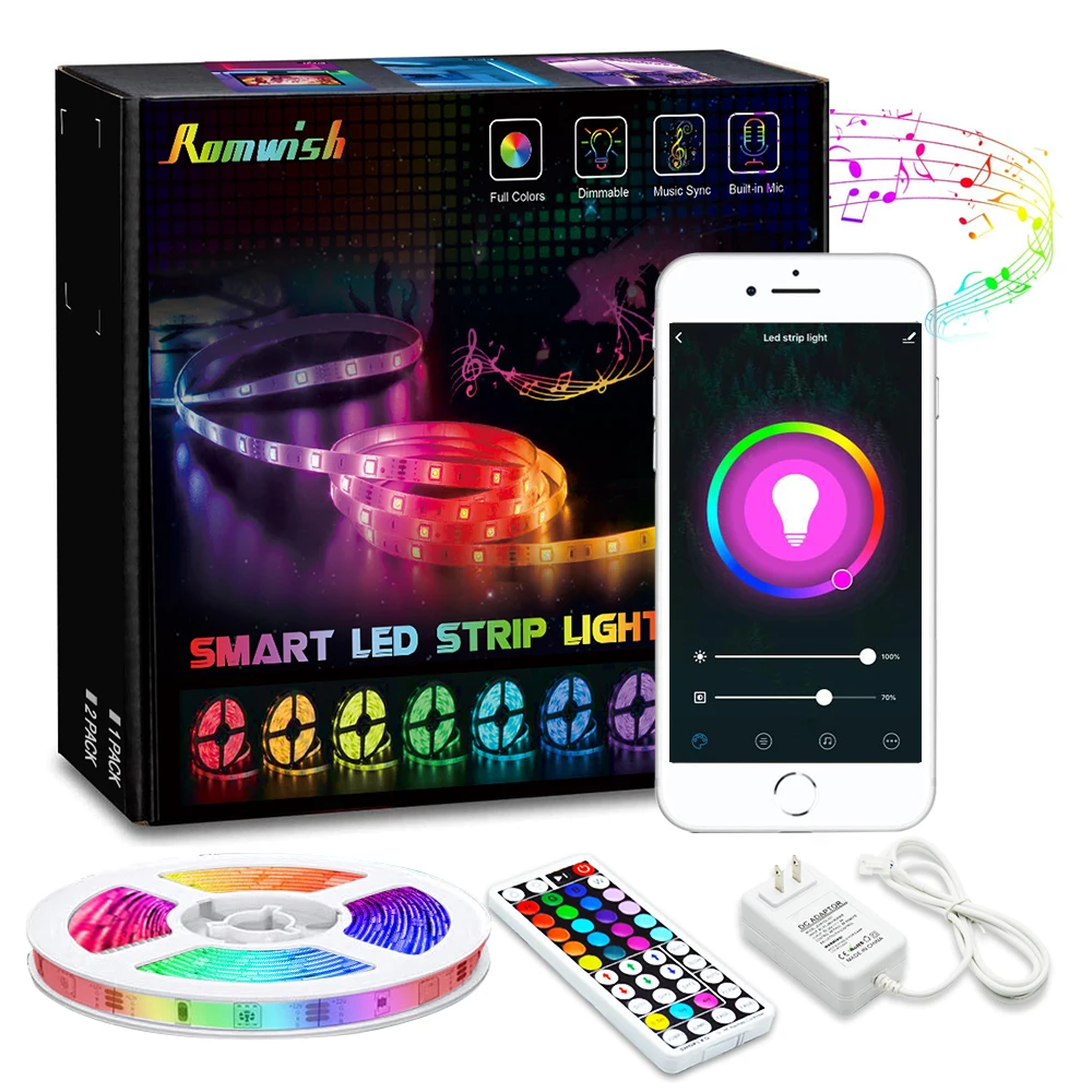 WiFi LED Strip Light RGB Diode Flexible Ribbon WiFi Contoller RF Remote + 2 in 1Adapter Works with Alexa, Google,iOS and Android
WiFi LED Strip Light RGB Diode Flexible Ribbon WiFi Contoller RF Remote + 2 in 1Adapter Works with Alexa, Google,iOS and Android