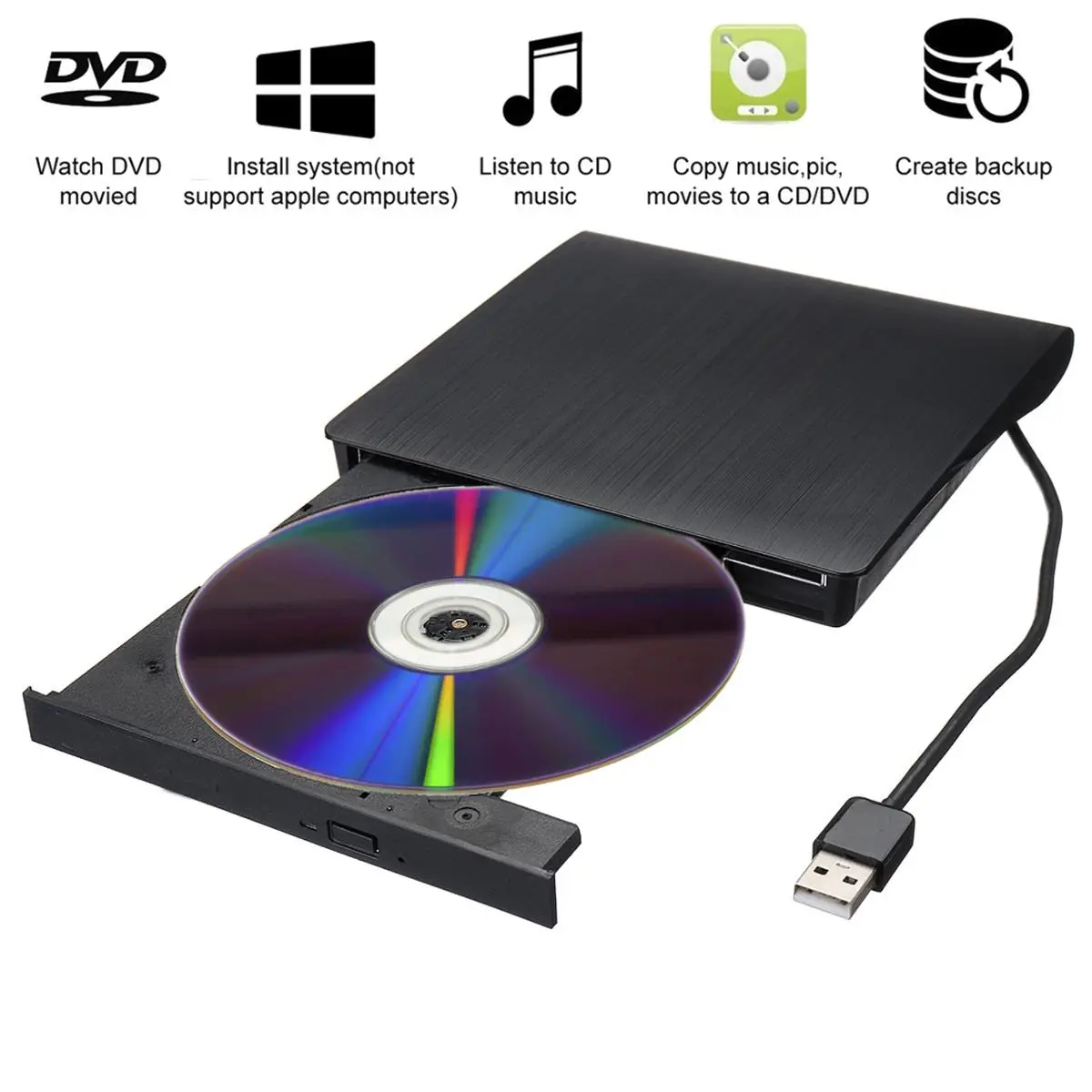 Оптический привод USB 3 0 внешний тонкий считыватель CD-дисков портативный