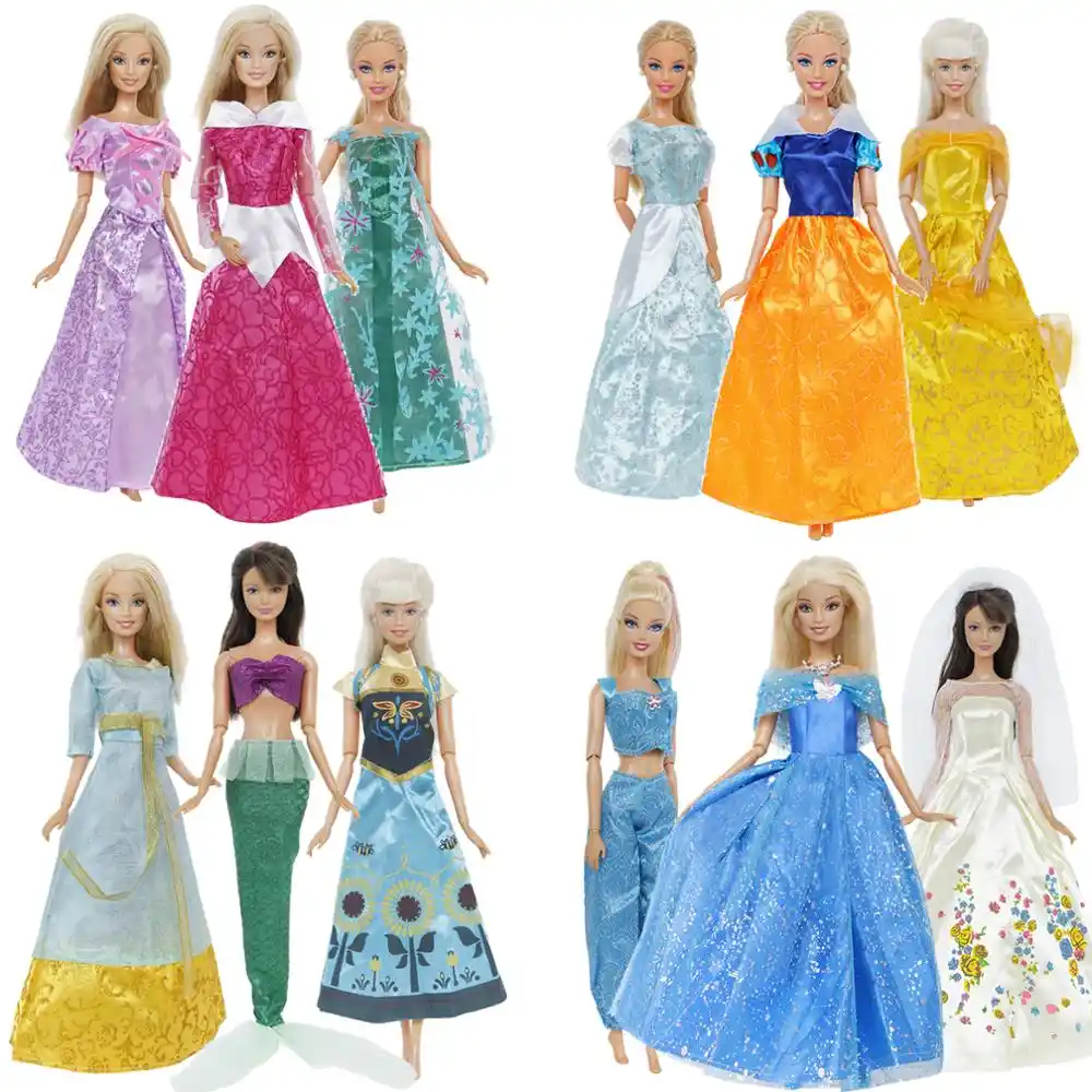 3 sets fairy tale classic princess doll dresses cosplay party