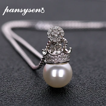 PANSYSEN Elegant Queen Crown 10mm Pearl Pendant Necklaces for Women Real 925 Sterling Silver Necklace wholesale fine jewelry
PANSYSEN Elegant Queen Crown 10mm Pearl Pendant Necklaces for Women Real 925 Sterling Silver Necklace wholesale fine jewelry