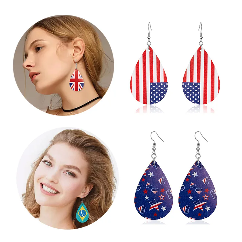 9 models National flag drop earrings with leather for women leather earrings fashion vintage jewelry Accessories wholesale
9 models National flag drop earrings with leather for women leather earrings fashion vintage jewelry Accessories wholesale