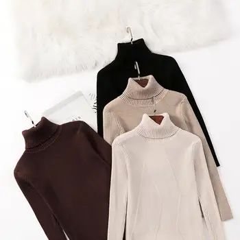 Slim Turtleneck Sweater Women Pullover Autumn Solid Knitted Sweater Female White Oversized Pullover
Slim Turtleneck Sweater Women Pullover Autumn Solid Knitted Sweater Female White Oversized Pullover