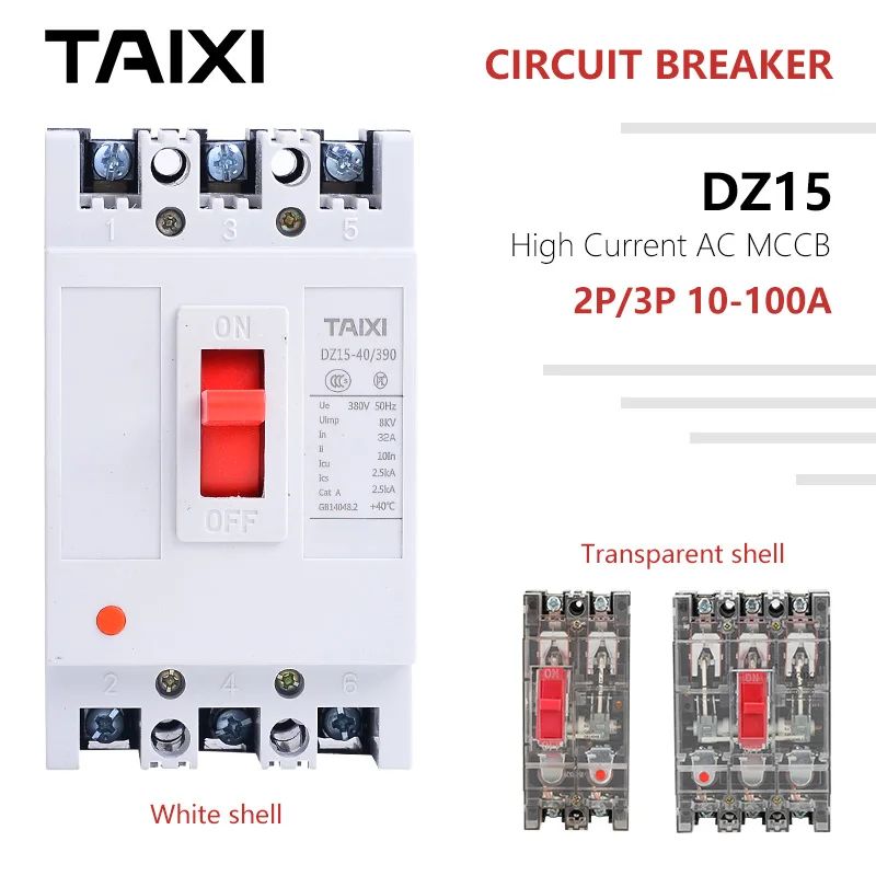 100A MCCB 2P 3P Molded Case Circuit Breaker 63 amp current switch Distribution power protector Transparent shell
100A MCCB 2P 3P Molded Case Circuit Breaker 63 amp current switch Distribution power protector Transparent shell
