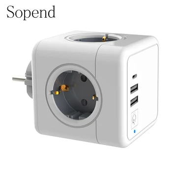 Sopend Gray Power Strips Plug Socket Extension EU With Multi Outlet 4 Smart Ports Powercube 16A 3640W With Switch and Type C
Sopend Gray Power Strips Plug Socket Extension EU With Multi Outlet 4 Smart Ports Powercube 16A 3640W With Switch and Type C